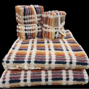 8pc 100% Organic Turkish Cotton Luxury Bath Hand Washcloth Mosaic Towel Set New